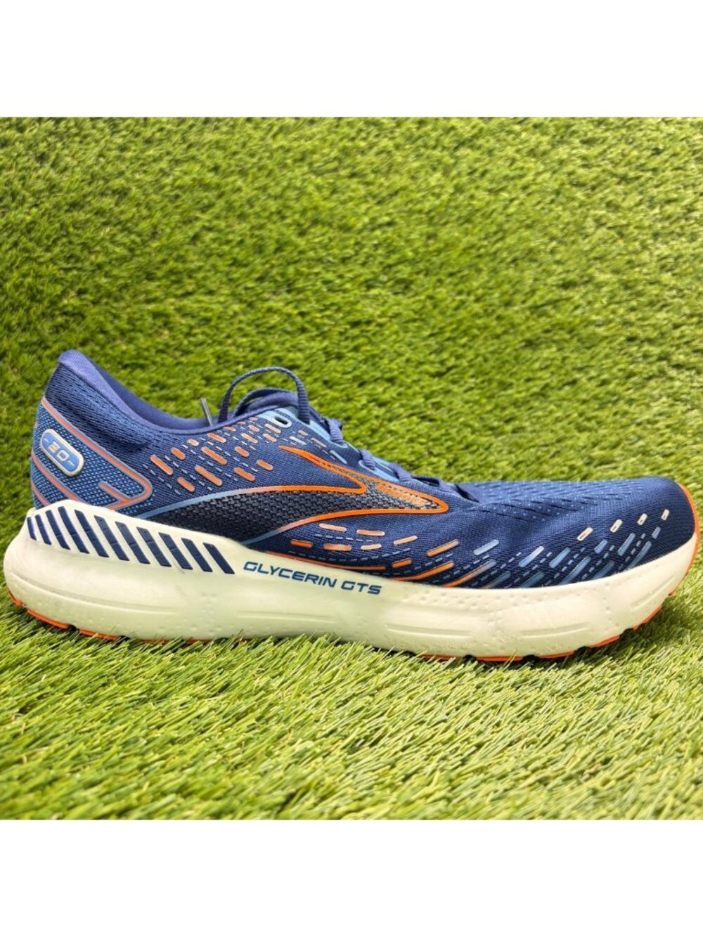 Brooks Glycerin GTS 20 Mens Size 14 Blue White Athletic Running Shoes Sneakers